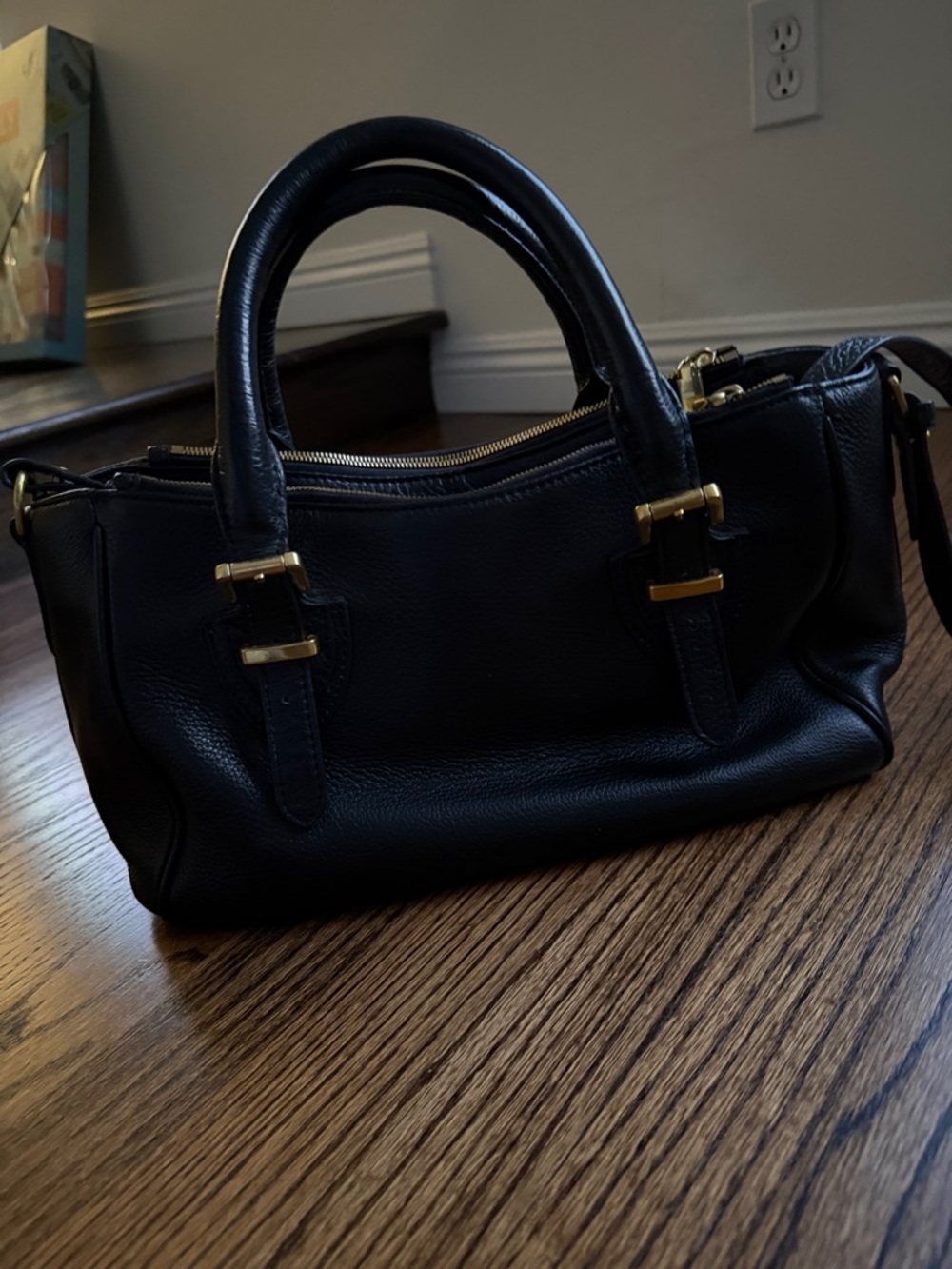 J.Crew Classic Black Leather Satchel Handbag